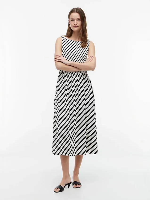 Striped Shirred Crepe Maxi Dress Striped Shirred Crepe Maxi Dress
