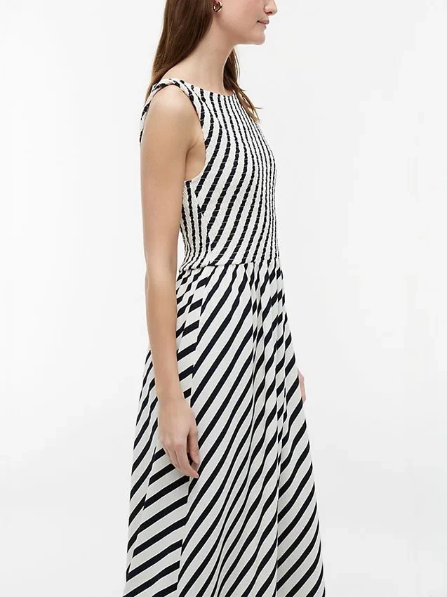 Striped Shirred Crepe Maxi Dress Striped Shirred Crepe Maxi Dress