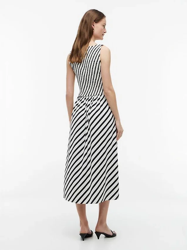 Striped Shirred Crepe Maxi Dress Striped Shirred Crepe Maxi Dress