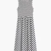Striped Shirred Crepe Maxi Dress Striped Shirred Crepe Maxi Dress