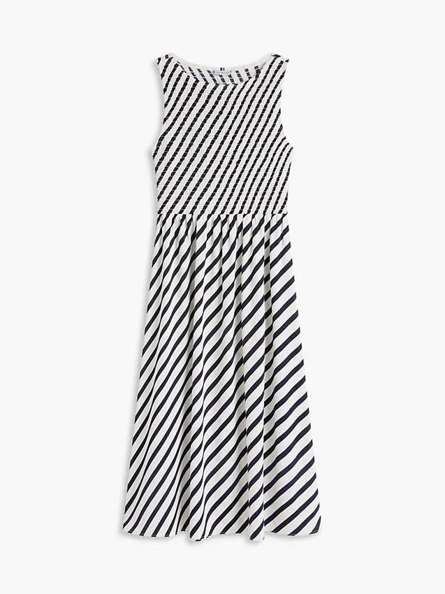 Striped Shirred Crepe Maxi Dress Striped Shirred Crepe Maxi Dress