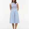 Striped Shirred Poplin Midi Dress Striped Shirred Poplin Midi Dress