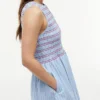 Striped Shirred Poplin Midi Dress Striped Shirred Poplin Midi Dress