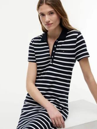 Striped Stretch Pique Polo Dress Striped Stretch Pique Polo Dress