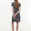 Striped Stretch Pique Polo Dress