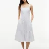 Striped Tiered Linen-Blend Midi Dress Striped Tiered Linen-Blend Midi Dress