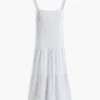 Striped Tiered Linen-Blend Midi Dress Striped Tiered Linen-Blend Midi Dress