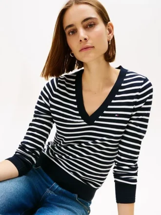 Striped V-Neck Sweater