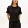 Tie-Front Slub Cotton Midi T-Shirt Dress Tie-Front Slub Cotton Midi T-Shirt Dress