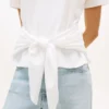 Tie-Front Slub Cotton T-Shirt