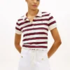 Tie-Front Stripe Stretch Pique Polo