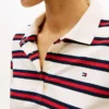 Tie-Front Stripe Stretch Pique Polo
