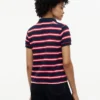 Tie-Front Stripe Stretch Pique Polo