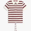 Tie-Front Stripe Stretch Pique Polo