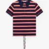 Tie-Front Stripe Stretch Pique Polo