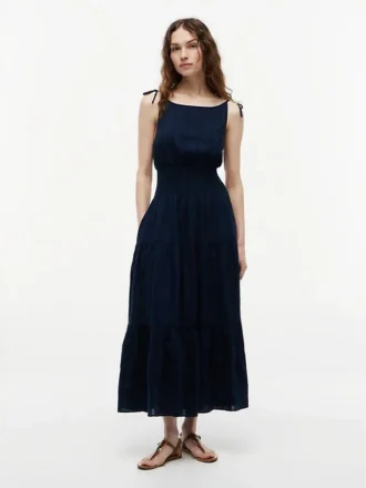 Tiered Seersucker Midi Dress