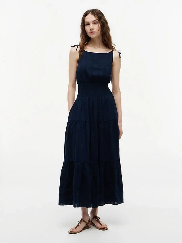 Tiered Seersucker Midi Dress Tiered Seersucker Midi Dress