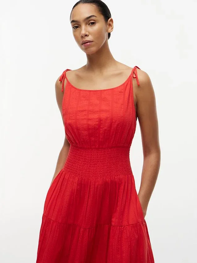 Tiered Seersucker Midi Dress Tiered Seersucker Midi Dress