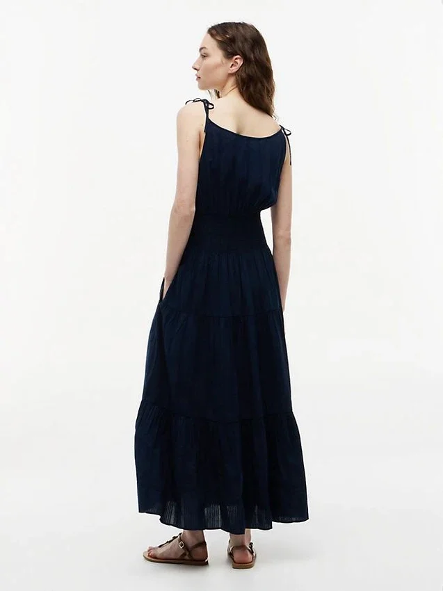 Tiered Seersucker Midi Dress Tiered Seersucker Midi Dress