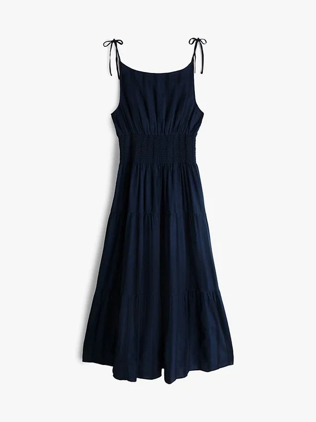 Tiered Seersucker Midi Dress Tiered Seersucker Midi Dress