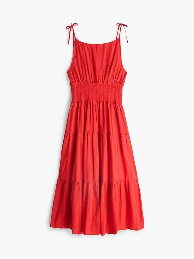 Tiered Seersucker Midi Dress Tiered Seersucker Midi Dress