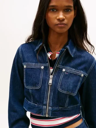 Tommy Jeans Cropped Denim Zip Jacket