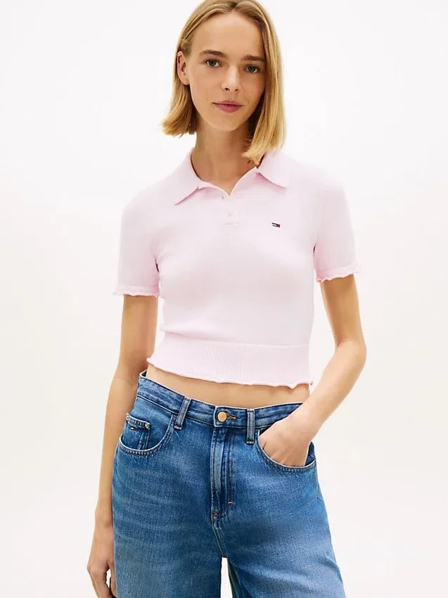 Tommy Jeans Lettuce-Trim Sweater Polo Tommy Jeans Lettuce-Trim Sweater Polo