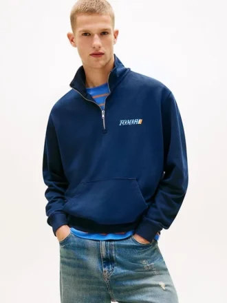 Tommy Jeans Logo Quarter-Zip Sweatshirt
