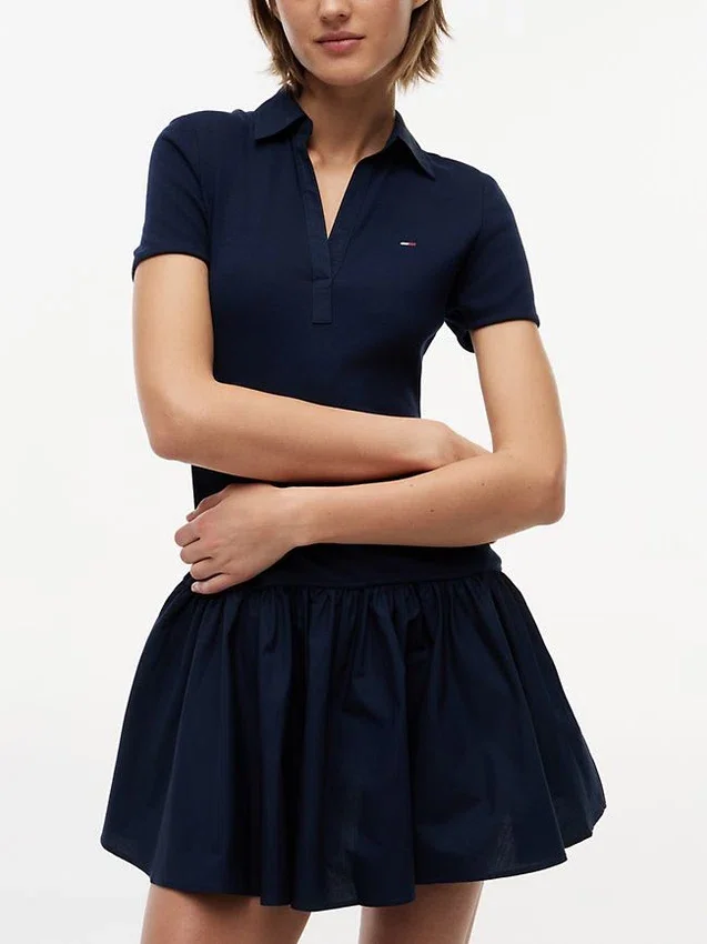 Tommy Jeans Mixed-Media Polo Mini Dress Tommy Jeans Mixed-Media Polo Mini Dress