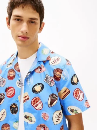 Tommy Jeans Printed Poplin Camp Shirt