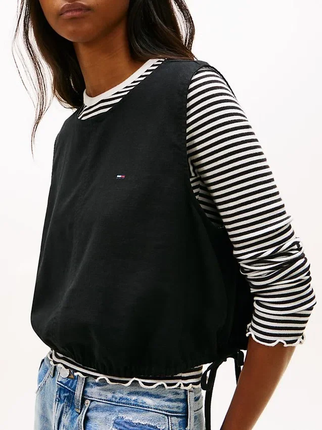 Tommy Jeans Side-Tie Linen-Blend Top Tommy Jeans Side-Tie Linen-Blend Top