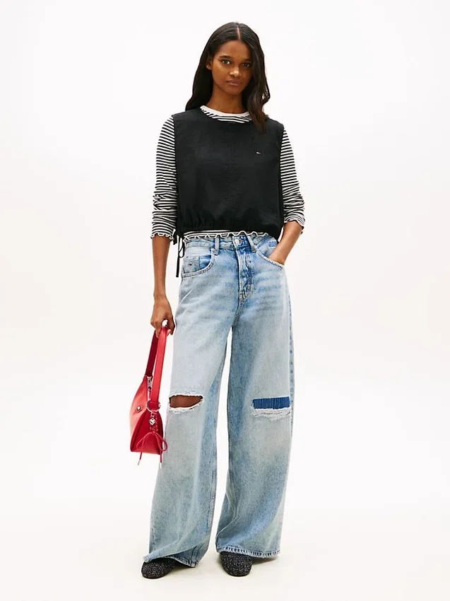 Tommy Jeans Side-Tie Linen-Blend Top Tommy Jeans Side-Tie Linen-Blend Top