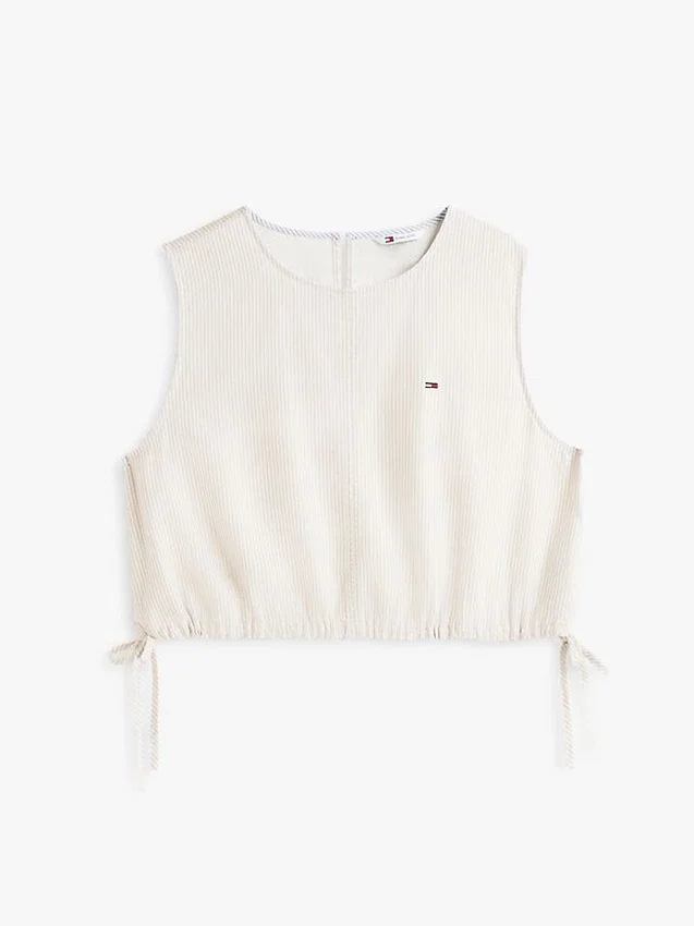 Tommy Jeans Side-Tie Linen-Blend Top Tommy Jeans Side-Tie Linen-Blend Top