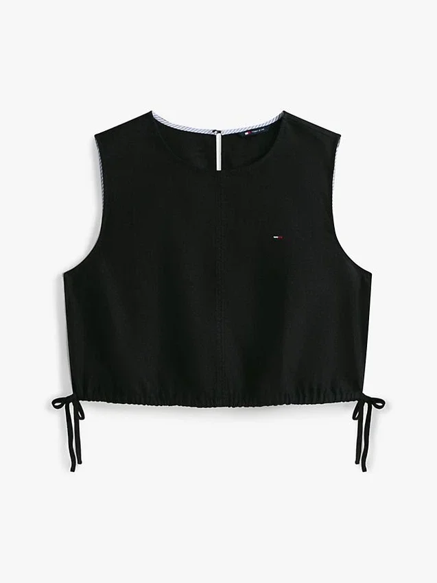 Tommy Jeans Side-Tie Linen-Blend Top Tommy Jeans Side-Tie Linen-Blend Top