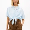 Tommy Jeans Tie-Front Linen-Blend Shirt Tommy Jeans Tie-Front Linen-Blend Shirt