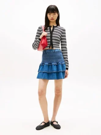Tommy Jeans Tiered Chambray Mini Skirt