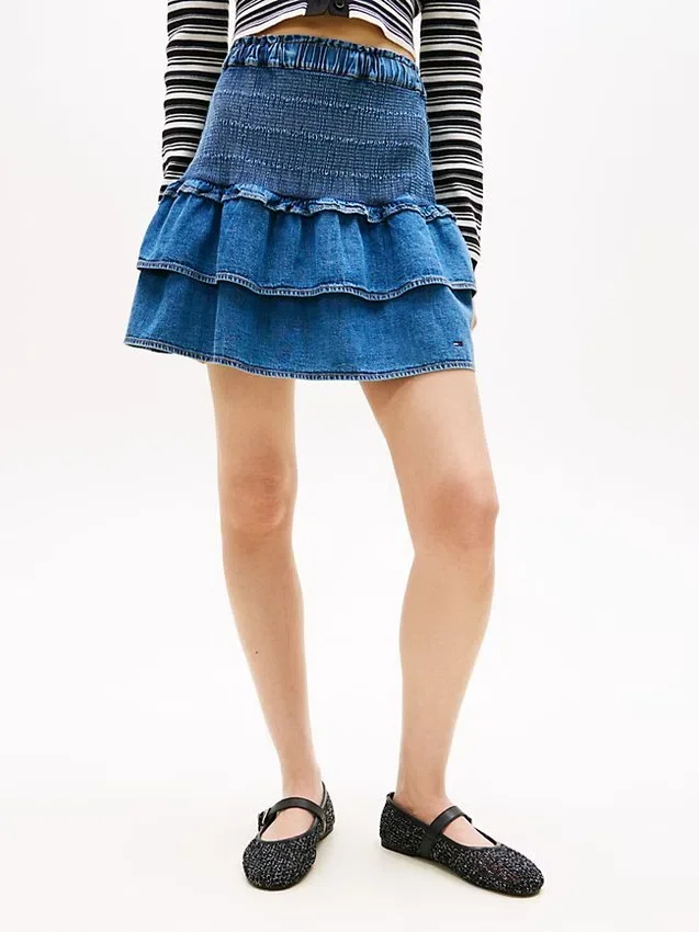Tommy Jeans Tiered Chambray Mini Skirt Tommy Jeans Tiered Chambray Mini Skirt