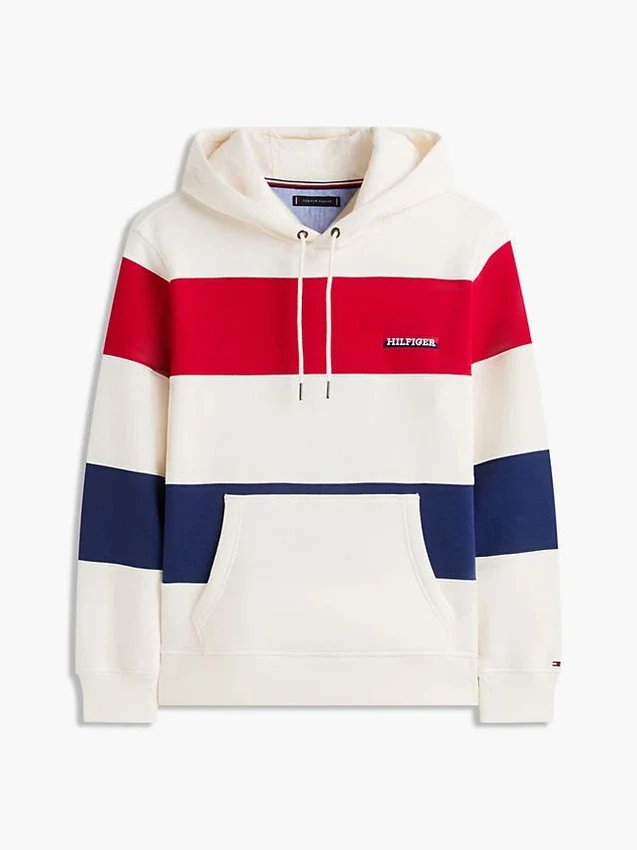 Tricolor Stripe Brushed-Back Hoodie Tricolor Stripe Brushed-Back Hoodie