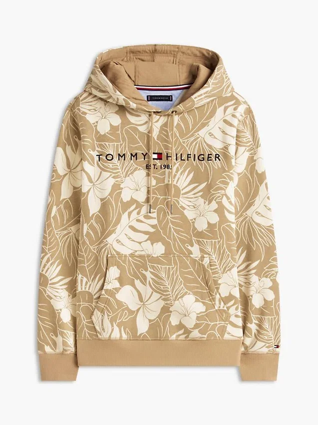 Tropical Print Brushed-Back Hoodie Tropical Print Brushed-Back Hoodie