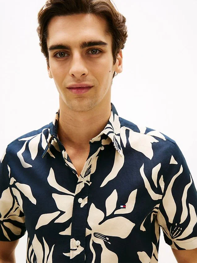 Tropical Print Cotton-Linen Blend Shirt Tropical Print Cotton-Linen Blend Shirt