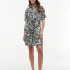 Tropical Print Linen-Blend Shirtdress