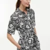 Tropical Print Linen-Blend Shirtdress