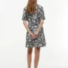Tropical Print Linen-Blend Shirtdress