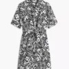 Tropical Print Linen-Blend Shirtdress