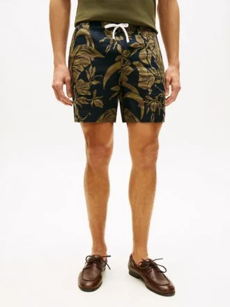 Tropical Print Linen Short
