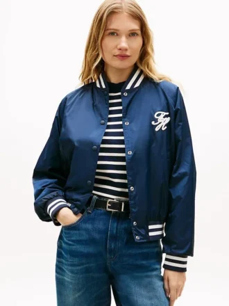 Water-Repellent Varsity Bomber Jacket