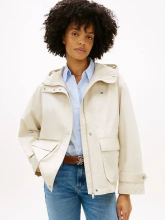 Water-Resistant Hooded Short Parka