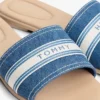 Webbing Logo Denim Slide Sandal