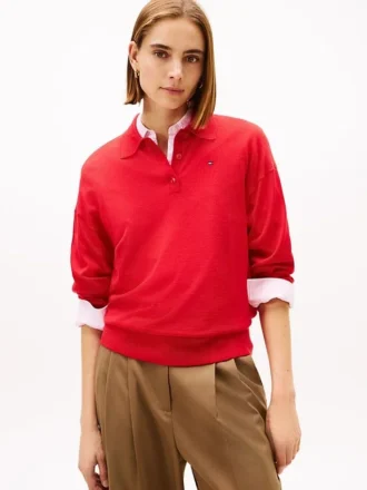Wool-Silk Blend Sweater Polo