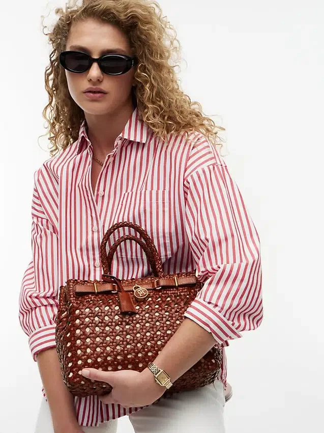 Woven Leather Mini Tote Bag Woven Leather Mini Tote Bag